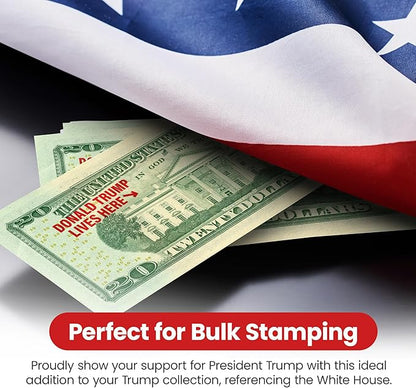 Donald Trump Lives Here Stamp - Self Inking Custom Stamp for Trump 2024 Merchandise, Office Supplies, Election Party Decorations, Fun Novelty Stamp