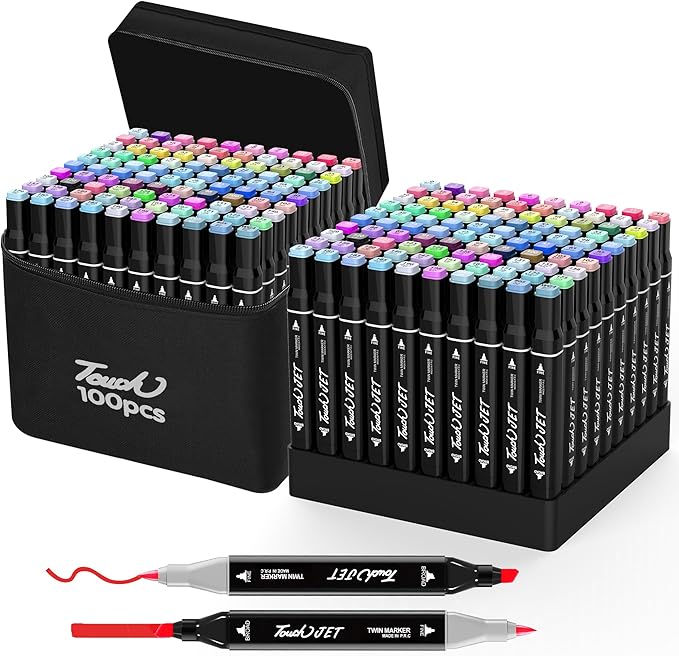 Alcohol Markers, 100 Colors Dual Tip Art Markers, Drawing Markers, Coloring Marker for Kids Sketching Adult Coloring