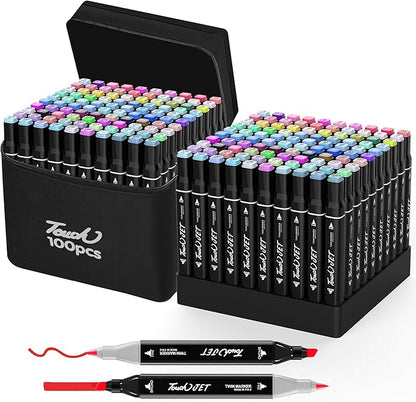 Alcohol Markers, 100 Colors Dual Tip Art Markers, Drawing Markers, Coloring Marker for Kids Sketching Adult Coloring