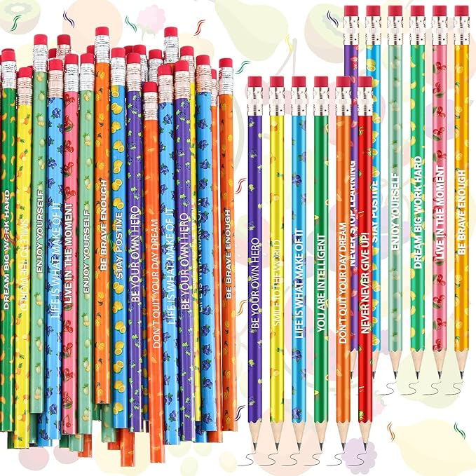 Gersoniel 60 Pcs Scented Pencils Bulk for Kids Inspirational Motivational Cute Fun Fruit Wood Smelly Graphite Pencils with Erasers for School Classroom Office Students Girls Boys Gifts Supplies