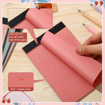 Lincia 24 Pcs 4" x 6" Legal Pad Writing Notepads Small Legal Pad College Ruled 30 Sheets Multiple Color Lined Note for Work 80 Gsm Paper for Grocery List Shopping List (Vintage Color)