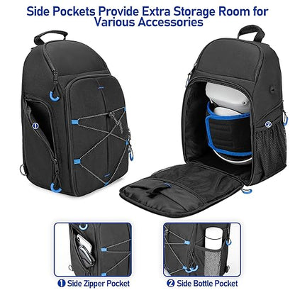 PGmoon Carrying Case Compatible with Oculus Meta Quest 2/Quest 3/Quest 3S/VR Elite Strap, Travel Storage Bag Backpack with Separate Room for Touch Controllers and Multi-Pockets (Patent Design)