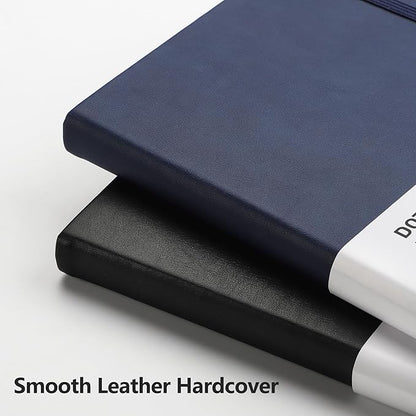 RETTACY Bullet Dotted Journal, A5 Dotted Notebook Journal with 192 Pages, 5.7'' × 8.3'', Medium Size, 100 GSM Thick Paper, Leather Hardcover, Bullet Journaling, Planning (Navy Blue)