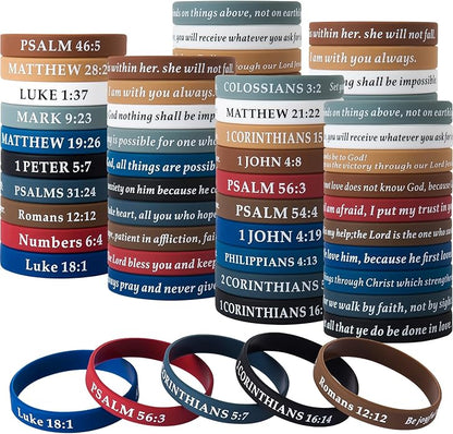 QEERBSIN Bible Verses Bracelets Motivational Christian Rubber Bracelets Faith Hope Wristbands Bracelets for Men Women Teens