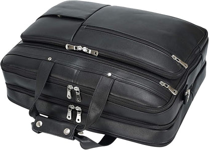 Polare X-Large 18" Full Grain Leather Briefcase For Men Business Travel Case Messenger Bag Fits 17.3" Laptop