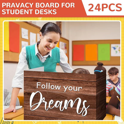 Honoson 24 Pcs Bulk Inspirational Privacy Folders for Students Cardboard Test Privacy Boards Motivational Words Desk Dividers Shield for Classroom School Study Supplies, 6 Styles(Farmhouse)