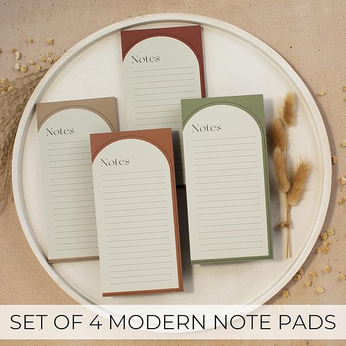 Beautiful Magnetic Notepads for Fridge - Set Of 4 Modern Note pads With Lined Pages to Easily Write Notes & Make Grocery/Shopping Lists - The Perfect To Do Pad w/ Strong Magnets for Your Refrigerator