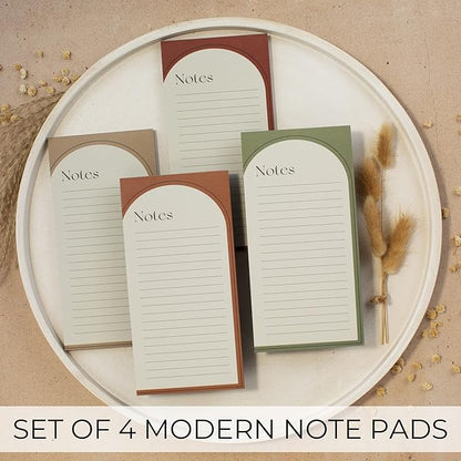 Beautiful Magnetic Notepads for Fridge - Set Of 4 Modern Note pads With Lined Pages to Easily Write Notes & Make Grocery/Shopping Lists - The Perfect To Do Pad w/ Strong Magnets for Your Refrigerator