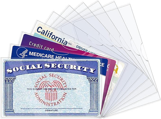 10 Pack Social Security Card Protector Sleeves, Ultra Clear & Durable 31Mil Waterproof SSN/New Medicare/Credit Card Holder, Soft ID/Debit/Credit Card Covers