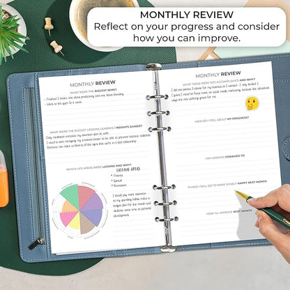 Clever Fox Weekly Planner Binder – Goal Setting Planner for Time Management & Weekly Tasks – Work & Life Organizer with to Do List & Habit Tracker – Undated, 7″ x 9″ Hardcover (Windy Blue)