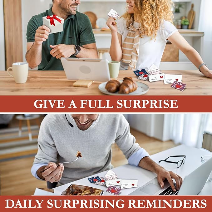 Mini Love Notes For Him Her - Cute Couple Gifts For Him Boyfriend Long Distance, Romantic Valentines Day Gifts For Men, Lunch Box Notes For Husband, Tiny Love Letters Message Note Cards