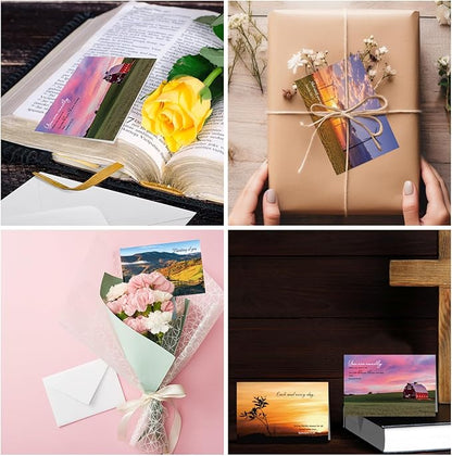 100 Pack Religious Thinking of You Cards Bulk Set with Envelopes Stickers 10 Floral Landscape Designs Assort Christian Thinking of You with Greeting Card Scripture Inspirational Blessing 4 x 6