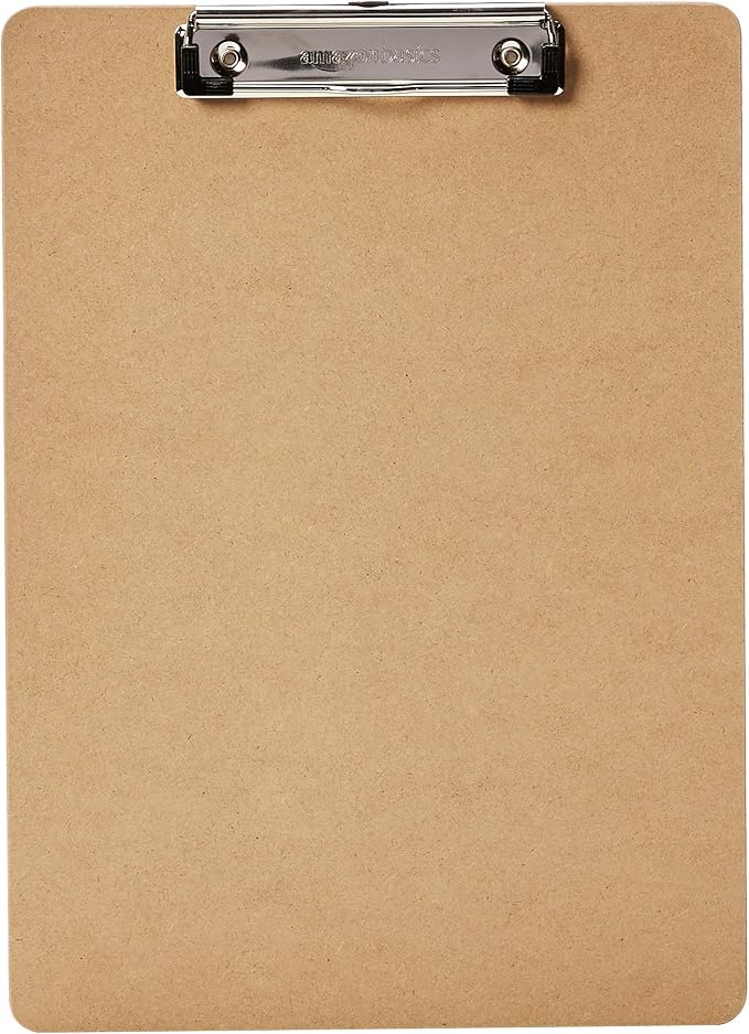 Amazon Basics Hardboard Office Clipboard, 6-Pack, Brown