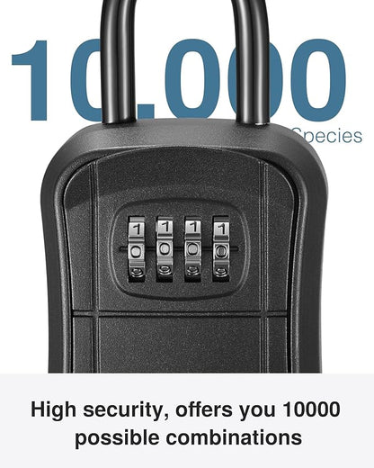 Puroma Key Lock Box, Portable Combination Lockbox Wall-Mounted Key Storage Box for House Keys, Resettable Code Safe Security Lock Box for Home, Office, Apartment Spare Key Storage (2 Pack, Pure Black)