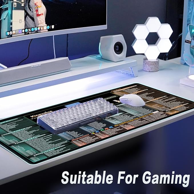 Excel,Word,Outlook,Windows,PowerPoint Cheat Sheet Mouse Pad,Extended Large XL Office Shortcut Keyboard Desk Pad,Non-Slip Accessories Desk Mat 31.5" x 11.8"