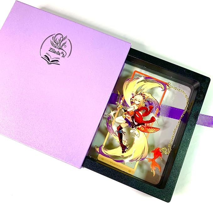Metal Bookmarks - Genshin Impact Yoimiya Brass Bookmarks with 3D Display Box - Perfect Birthday Gifts for Book Lovers