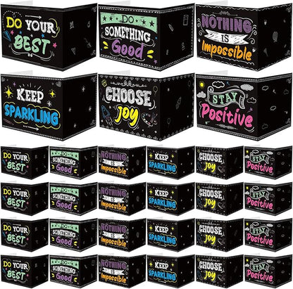 Honoson 24 Pcs Bulk Inspirational Privacy Folders for Students Cardboard Test Privacy Boards Motivational Words Desk Dividers Shield for Classroom School Study Supplies, 6 Styles(Blackboard)