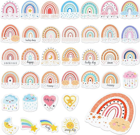 36 Pieces Anxiety Sensory Stickers Cute Fidget Textured Strips Toys Anti Stress Tactile Rough Sensory Calm Textured Strips Adhesives Anxiety Relief for Adults Teens Desk Classroom (Boho Style)