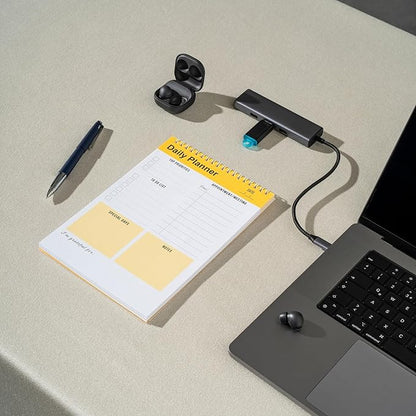 Daily Planner Notebook, To Do List Notepad, Spiral Notebook, Undated-52 Sheets-6.5" x 9.8" Checklist, Notebooks for Work, Personal Organizer Notepad, Daily Task Notebook (Yellow)