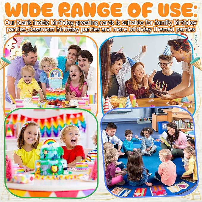 200 Set Unique Happy Birthday Card Bulk with Envelope and Sticker Blank Greeting Card Large 5 x 7 Inch Suitable for Office Kids Women Men, 20 Styles(Lovely Style)