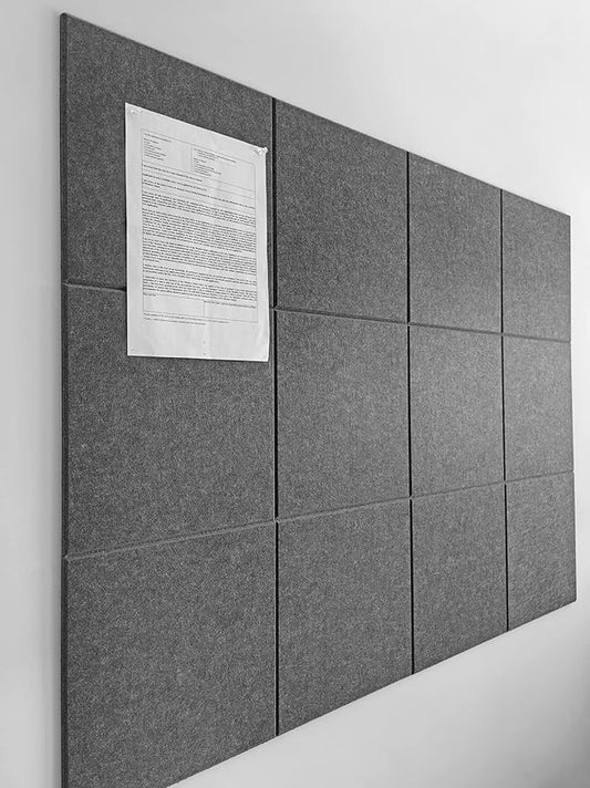 Large Cork Board Alternative - 47"x35" 12 Pack Felt Wall Tiles with Safe Removable Adhesive Tabs, Cork Boards for Walls Cork Board for Office Pin Board Tack Board Cork Board 48 x 36 - Gray