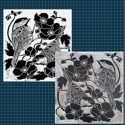 Falling in Art 12 * 12 Linoleum Carving Blocks, 2 Pack Soft Stamp Rubber Blocks for Crafts and Artists Printmaking, Gray,1/8" Thick