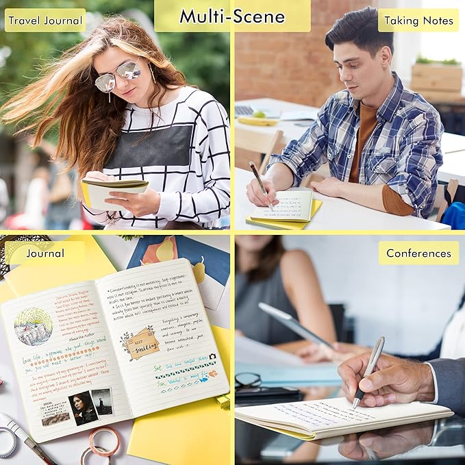 feela 8 Pack Soft Cover Journal Bulk, Notebooks College Ruled for Work, Lined Travel Journal for Women Men, Note Taking Notebook School Supplies Business Writing, 8.2” x 5.5”, A5, Lemon Yellow