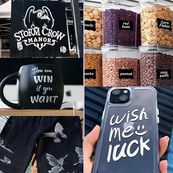 SFAIH White Paint Markers Paint Pens - 12 Pack Acrylic Permanent Marker for Rock Painting, Wood, Metal, Fabric, Plastic, Canvas, Glass, Ceramic, Art Projects, 2-3MM Medium Tip & 0.7mm Extra Fine Tip