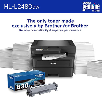 Brother HL-L2480DW Wireless Compact Monochrome Multi-Function Laser Printer with Copy and Scan, Duplex, Mobile, Black & White | Includes Refresh Subscription Trial(1), Amazon Dash Replenishment Ready