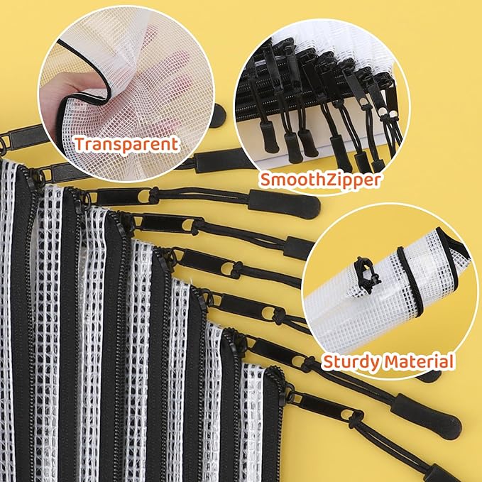 20pcs Mesh Zipper Pouch, A3 17x12 Inches Large Reusable Zipper Pouches for Organizing Classroom and Storage, Extra Large Zipper Bags, Board Game Storage, Puzzle Bags