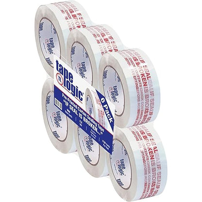 Aviditi Tape Logic 2 Inch x 110 Yard 2.2 Mil Red/White, Heavy Duty Packing Tape, "If Seal is Broken" 6 Pack, Perfect for Packing, Shipping, Moving, Home and Office