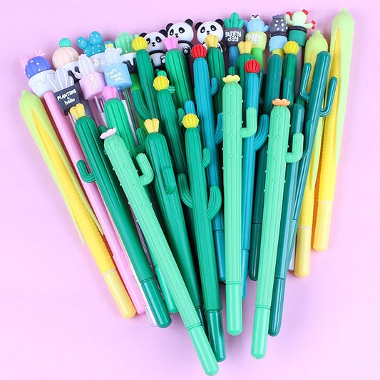 36Pcs/Bulk Cute Pens Novelty Cactus Gel Pen Funny Journal Cool Fancy Kawaii Fun Rollerball Pen, Creative School Office Supply Party Favors Kids Adults Men Women Girl Teens Writing Stationery Pen Set