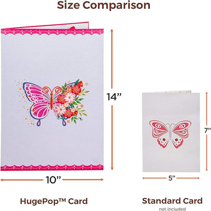 Paper Love 3D Pop Up Card, Jumbo Displayable Art, Gift for Birthday, Wedding, Anniversary, Mothers Day, Get Well, All Occasion - 10" x 14" Cover - Includes Envelope and Note Card