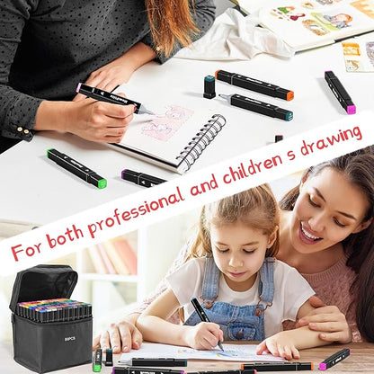 Alcohol Markers, 80 Colors Dual Tip Art Markers, Drawing Markers, Coloring Marker for Kids Sketching Adult Coloring