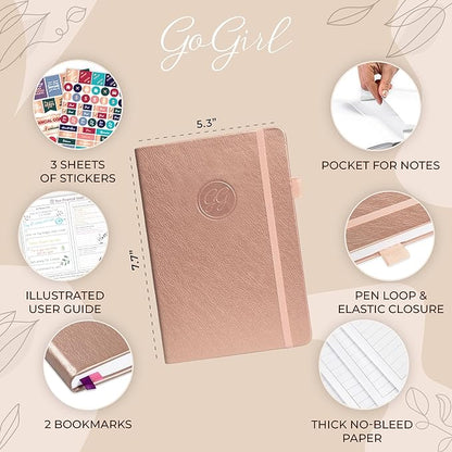 GoGirl Budget Planner – Monthly Financial Planner Organizer Budget Book. Expense Tracker Notebook Journal to Control Money, Compact (Rose Gold)