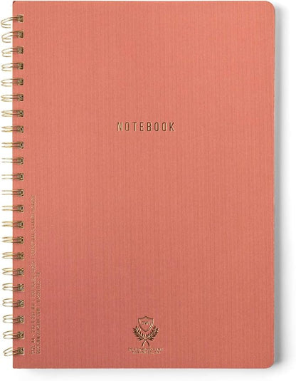 DesignWorks Ink 8.25" x 11.6" Terracotta Textured Paper Twin Wire Spiral No. 1 Notebook Journal with 160 Lined Pages for Work, Writing, Journaling