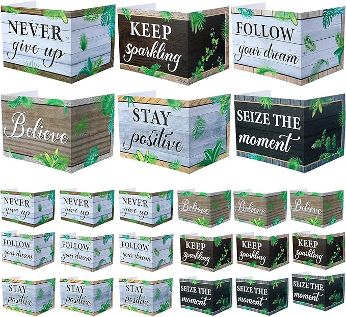 Honoson 24 Pcs Bulk Inspirational Privacy Folders for Students Cardboard Test Privacy Boards Motivational Words Desk Dividers Shield for Classroom School Study Supplies, 6 Styles(Leaves)