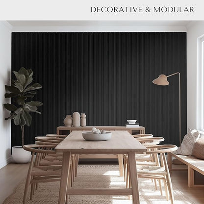 Large Cork Boards for Walls Black Felt Board Alternative - Slat Wall Paneling, Felt Bulletin Board Tiles for Office Decor, Push pin Board Office Wall Organizer -12-Pack (Black)