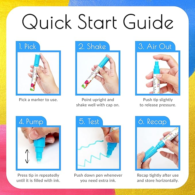 10 Metallic Colored Liquid Chalk Markers for Chalkboard Signs, Blackboard, Window, Labels, Bistro, Glass, Car - Wet Wipe Erasable Ink Chalkboard Markers, Reversible 6mm Tip Liquid Chalk Pens