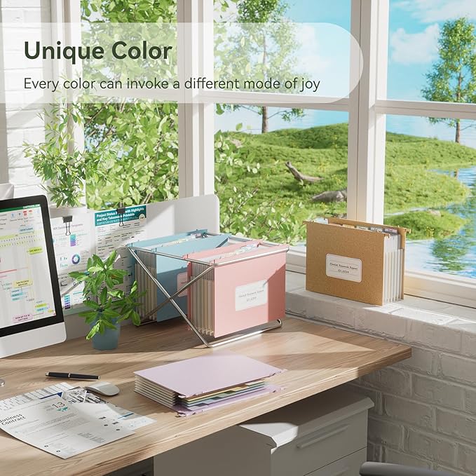 Wheat Straw Expanding Hanging File Folders, 3 Color File Organizer, 1.2" Accordion Pockets, Large Capacity, Letter Size for Filing Cabinet, 100% BPA Free, Return to Nature, Healthy Living