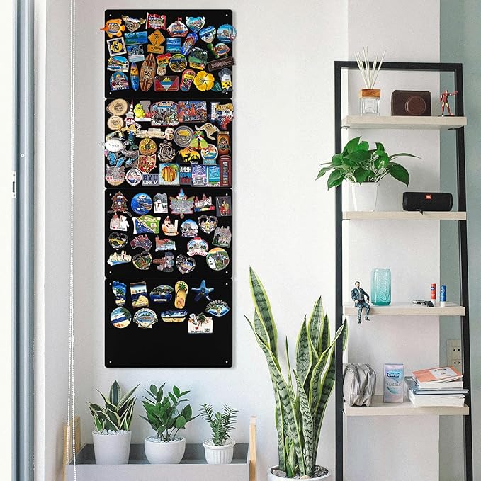 2 Pack Magnetic Board Black, 17" x 12" Metal Bulletin Board for Wall to Display Magnetic Notes, Stickers, Photos, Suits for Wall, Cabinet, with Dual Lock Tape and Screws for Easy Hanging