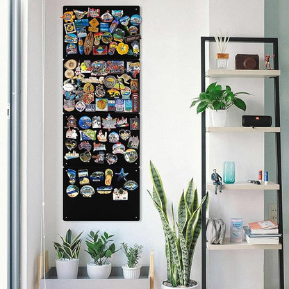 2 Pack Magnetic Board Black, 17" x 12" Metal Bulletin Board for Wall to Display Magnetic Notes, Stickers, Photos, Suits for Wall, Cabinet, with Dual Lock Tape and Screws for Easy Hanging