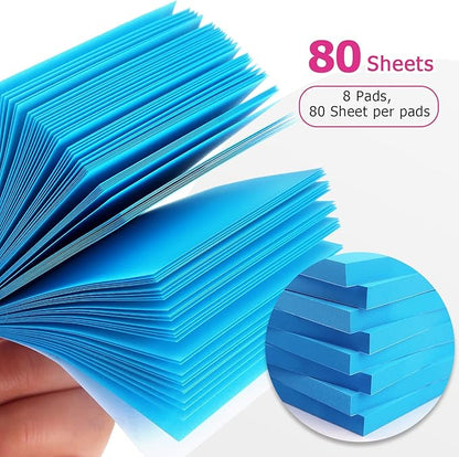 Sticky Notes 3x3 Self-Stick Notes Bright Colors Sticky Notes 8 Pads 80 Sheet/Pad (Blue)