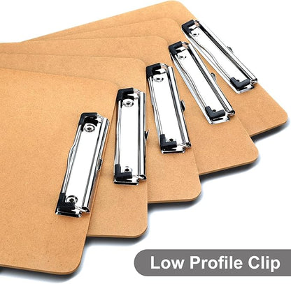 Wood Clipboards, Letter Size Hardboard Clip Board 8.5x11 for Classroom, Students, Kid, Teacher, A4 Standard Size 9" x 12.5" with Low Profile Clip, Office & School Supply