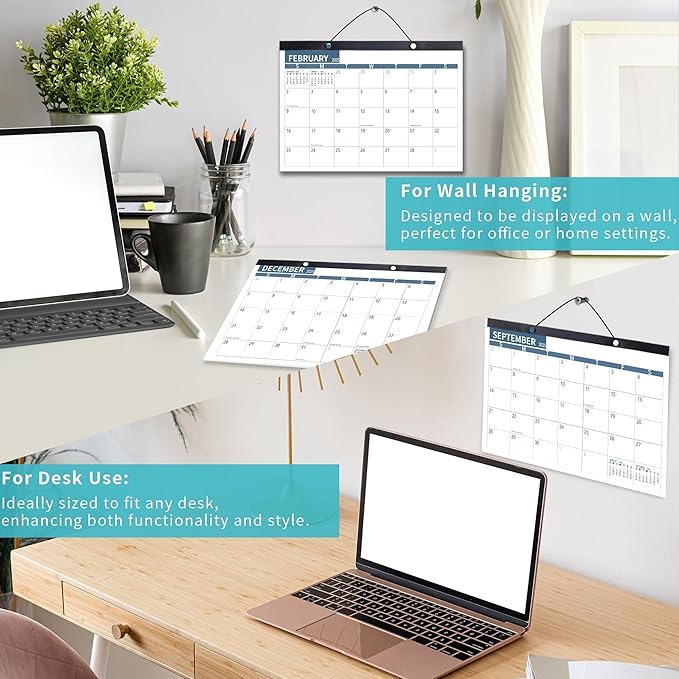 Desk Calendar 2025 Wall Calendars, December 2024 - December 2025 Monthly Planner Paper Office Desktop 17"X 12", 14-Months, Planning and Organizing Home, School, Office, Holiday, Vacation