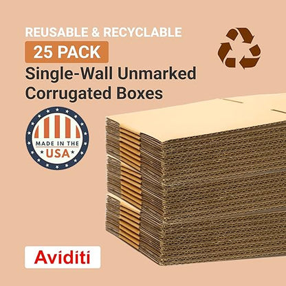 AVIDITI 24x8x6 Long Corrugated Boxes, Long, 24L x 8W x 6H, Pack of 25 | Shipping, Packaging, Moving, Storage Box for Home or Business, Strong Wholesale Bulk Boxes