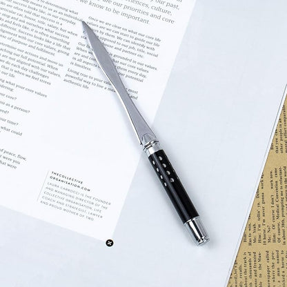 AUEAR, Metal Letter Opener Envelope Slitter Paper Knife for Women Men Home Office (Classic Black)