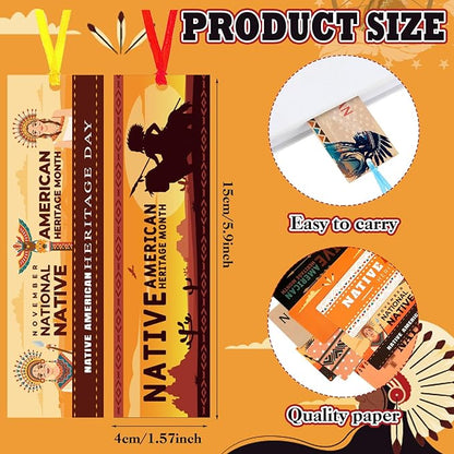 150 Pcs Native American Heritage Month Day Bookmarks Bulk Heritage Month Teacher School Supplies Bookmarks Decorations for Women Native American Classroom Stationery Supplies