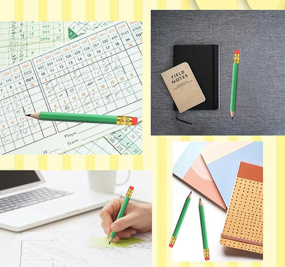 Adhere 25pcs Golf Pencils with eraser Hexagon Wooden Pencils Graphite 2B for Golf Event Scoring,Classroom,Wedding,Company Meetings,Pew, Pocket (Light Green)