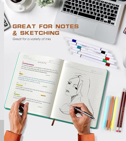 Lined Journal Notebook for Women Men,256 Pages A4 Large Hardcover Leather Journals for Writing,Travel,Business,Work,School,College Ruled Notebooks for Note Taking,Diary Notepad 8.6"×11" (Blue)